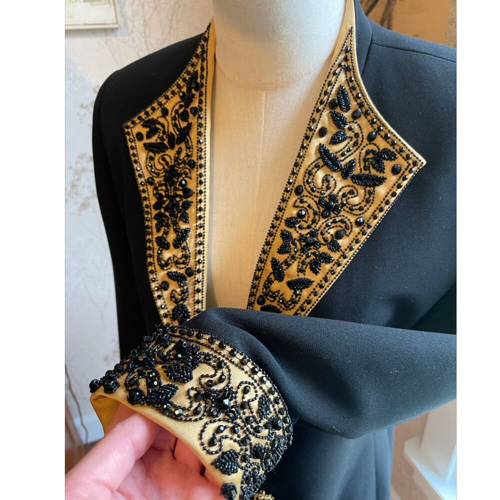 Albert Nipon Evening Jacket Black And Gold - image 8